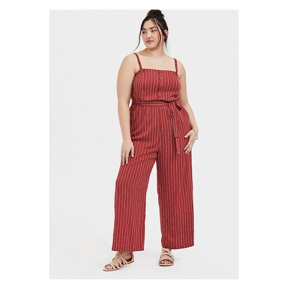 torrid Pants - Torrid Red Stripe Challis Long Jumpsuit Sz.4 NWT